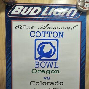 Vintage Bud Light Oregon Ducks Cotton Bowl 1996 Promotional Poster